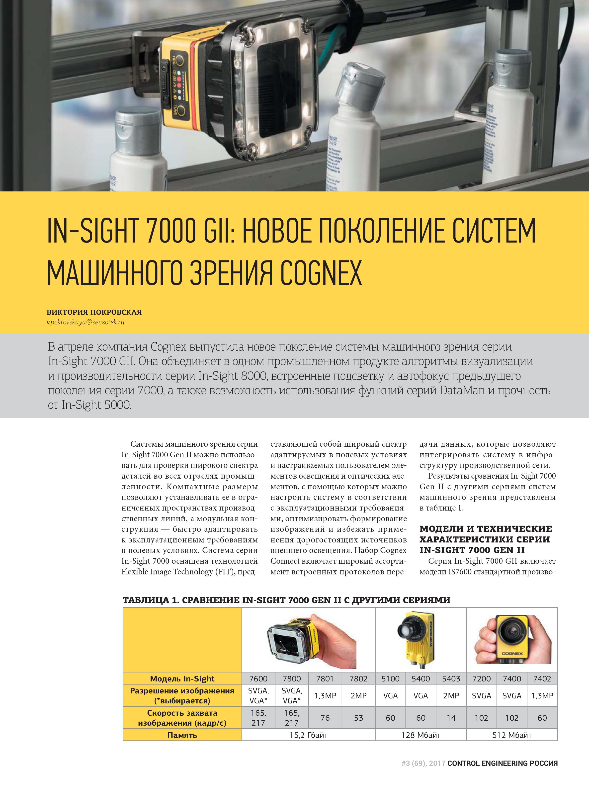 IN-SIGHT 7000 GII: Новое поколение мощных систем машинного зрения COGNEX